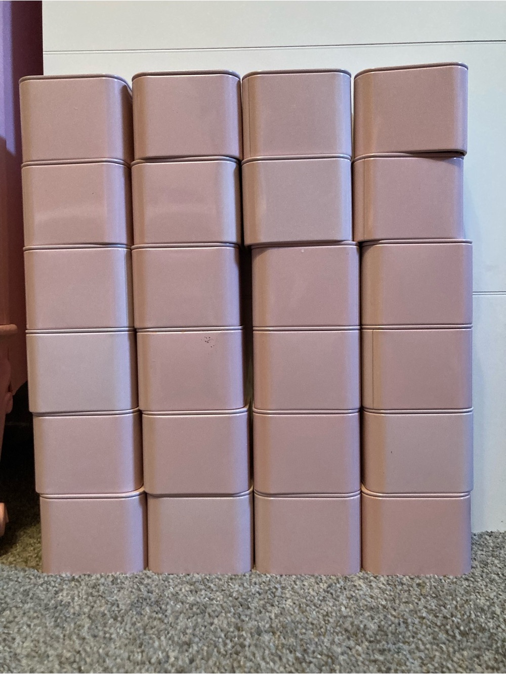 Pink Candle/Storage Tins w/ Lids - Set of 24